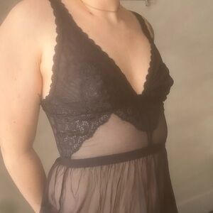 Cosabella lace and mesh slip nightie sexy lingerie black size medium